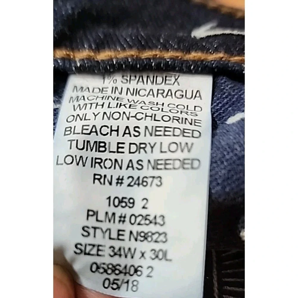 True Craft Men's Straight Leg Jeans 34x3o Blue Wash Distressed Knees EUC